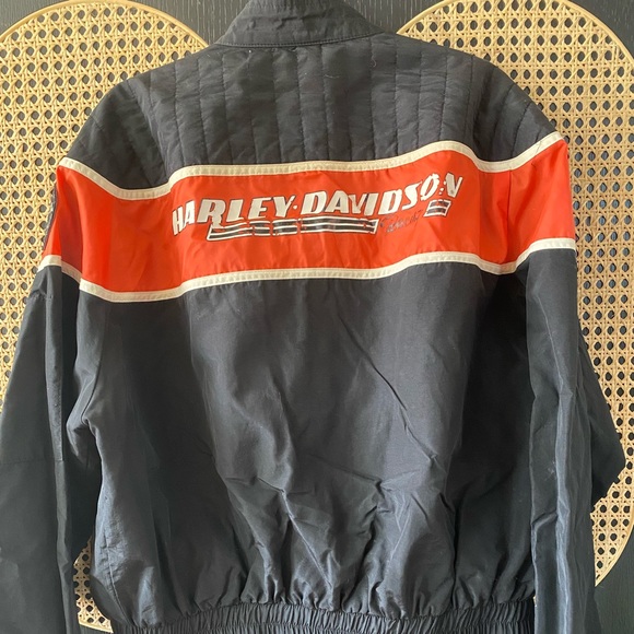 Vintage HARLEY DAVIDSON Racing Motorcycle Bomber Windbreaker Jacket ~ XL - Picture 4 of 4